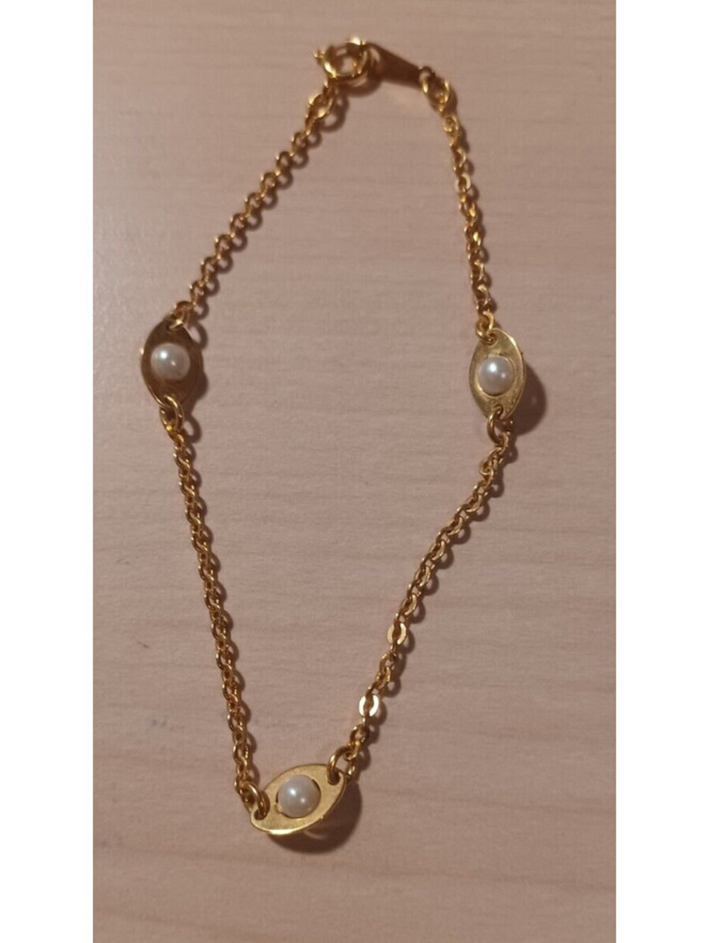 Women s Gold Fashion Chain Bracelet With Faux Pearls